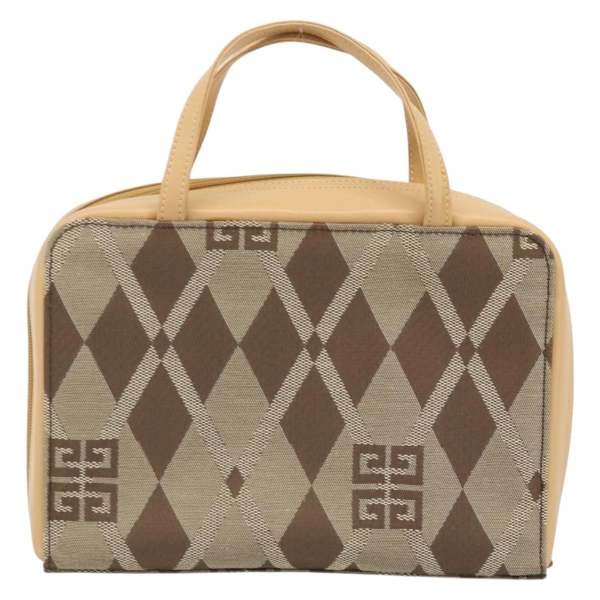 GIVENCHY Hand Bag Canvas Beige Gold Auth SW2228A