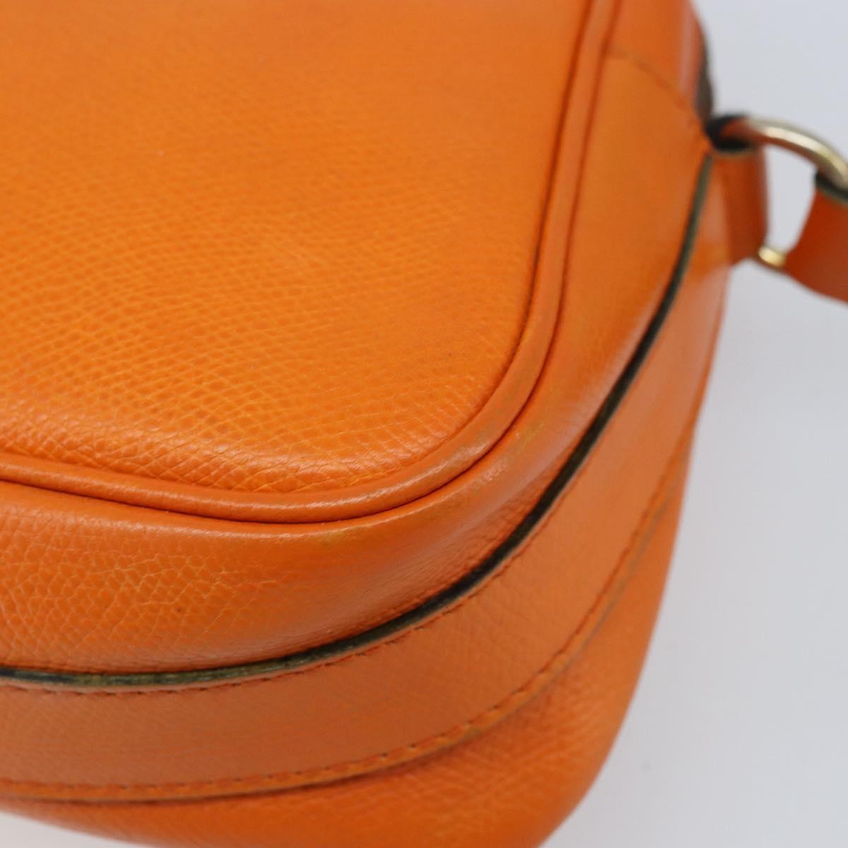 CELINE Shoulder Bag Leather Orange Gold Auth SW2232A