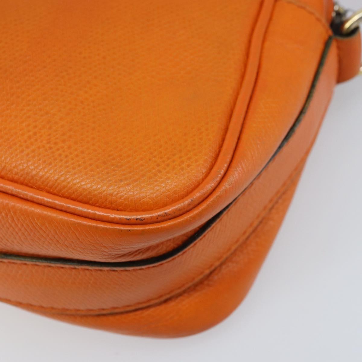 CELINE Shoulder Bag Leather Orange Gold Auth SW2232A