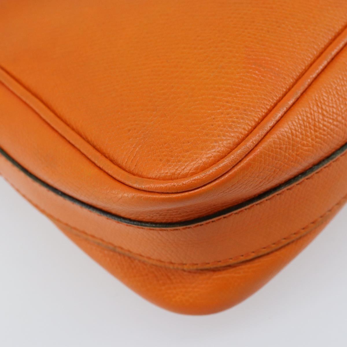 CELINE Shoulder Bag Leather Orange Gold Auth SW2232A