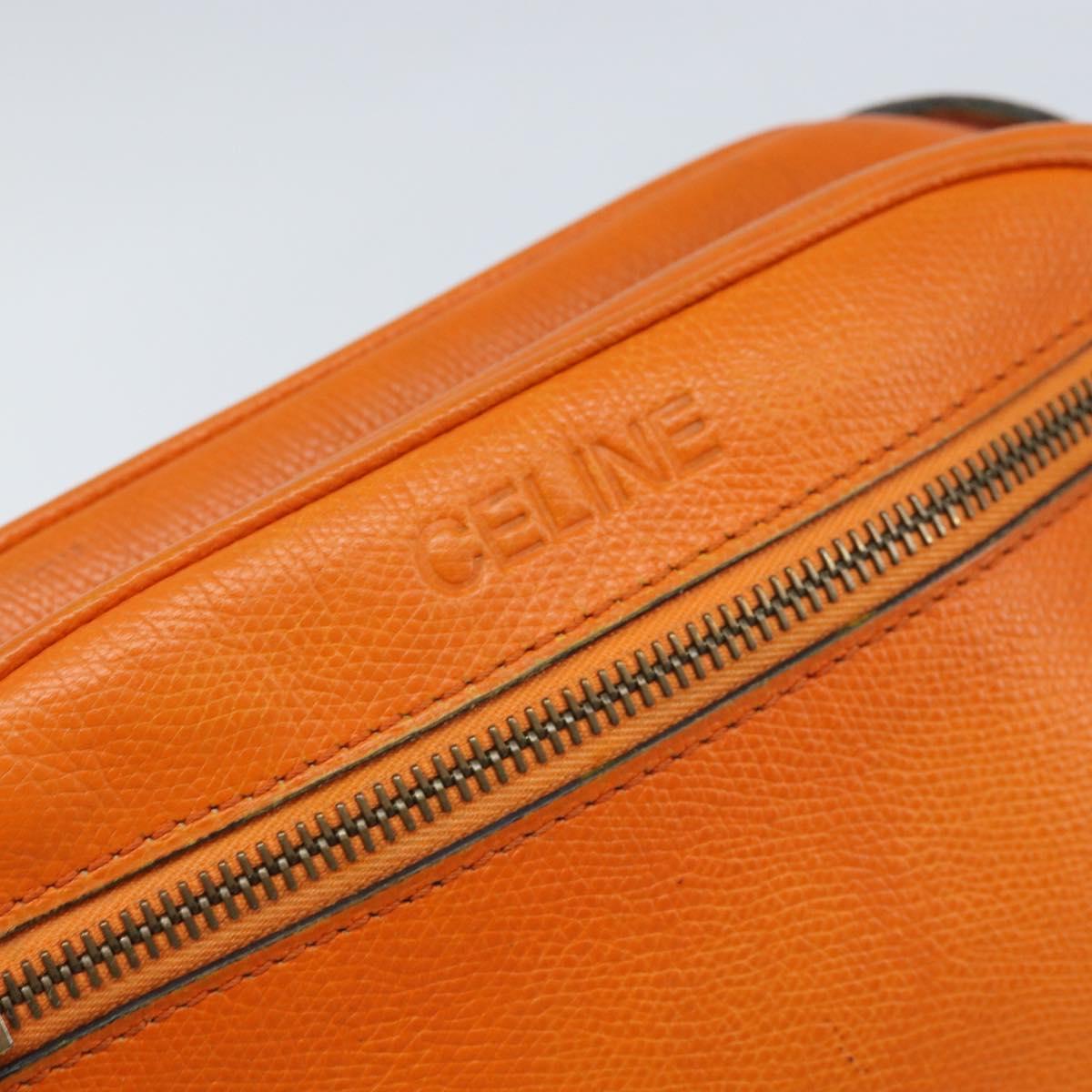 CELINE Shoulder Bag Leather Orange Gold Auth SW2232A