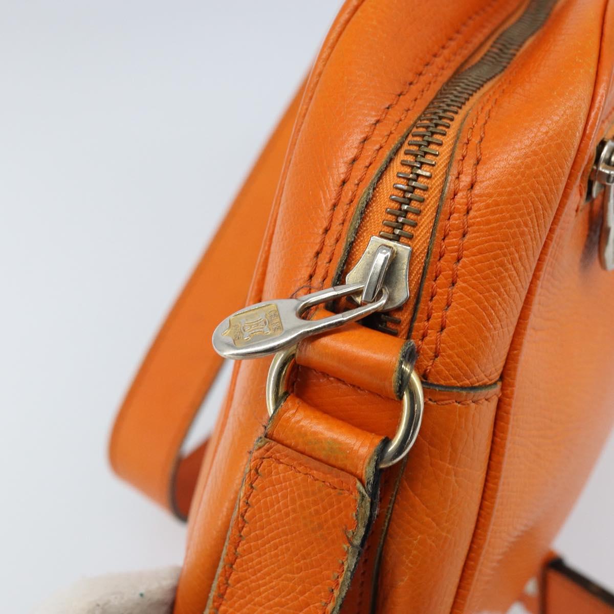CELINE Shoulder Bag Leather Orange Gold Auth SW2232A