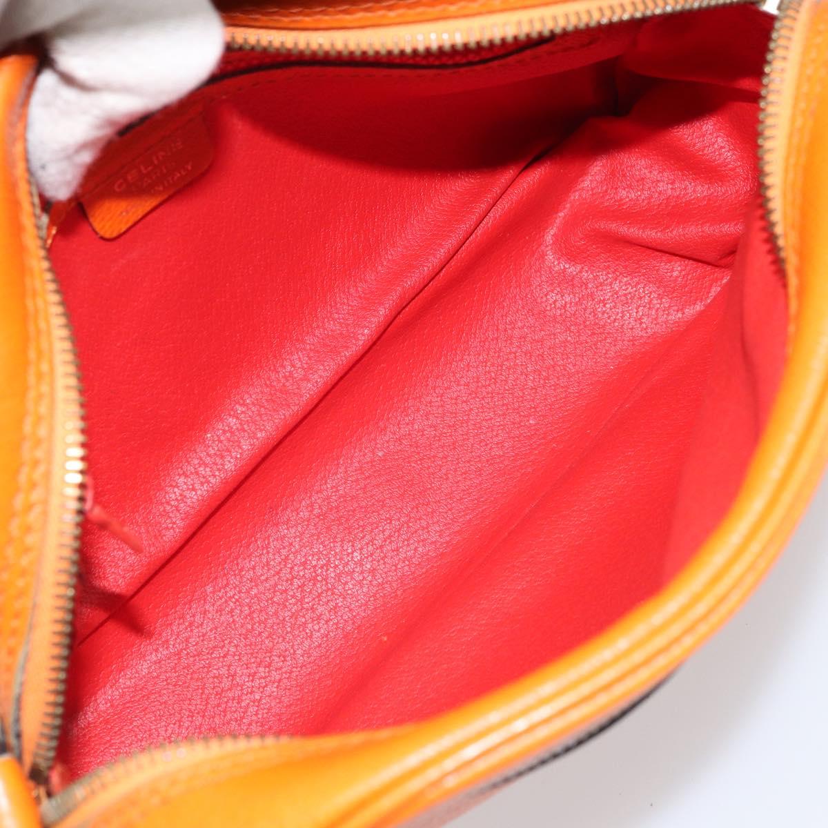 CELINE Shoulder Bag Leather Orange Gold Auth SW2232A