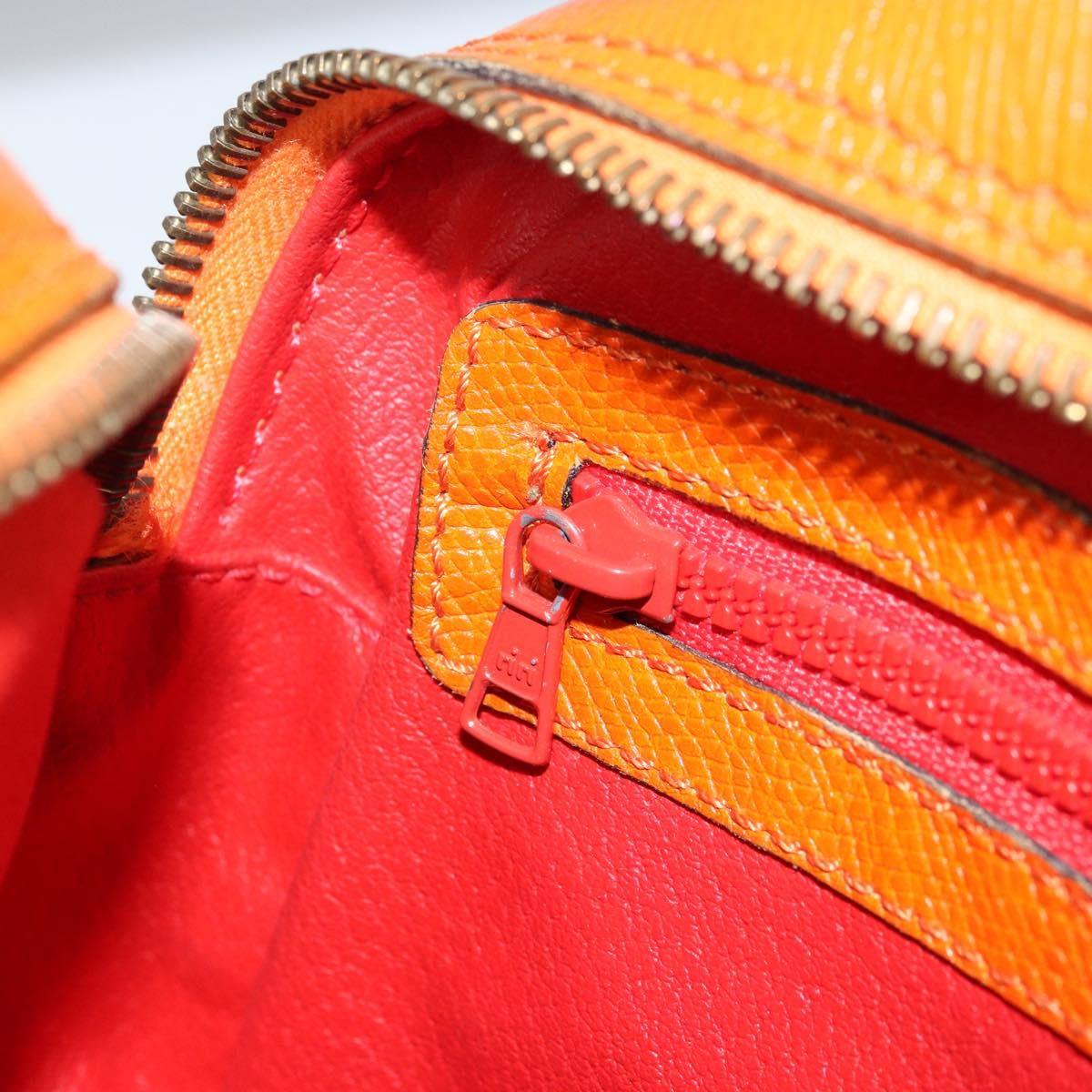CELINE Shoulder Bag Leather Orange Gold Auth SW2232A