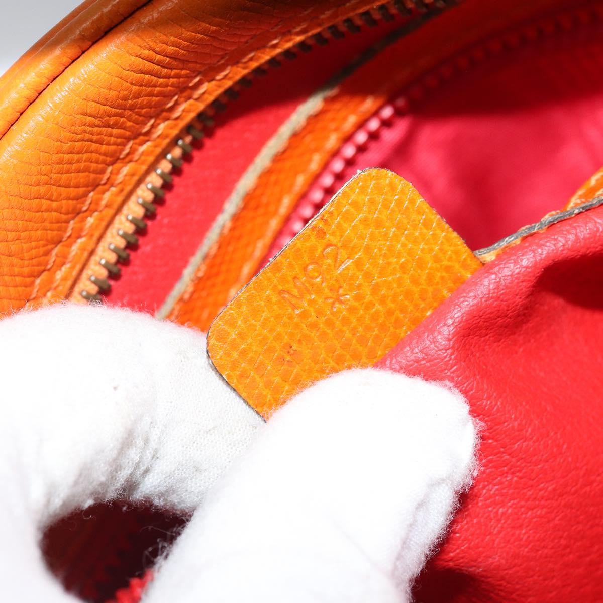 CELINE Shoulder Bag Leather Orange Gold Auth SW2232A