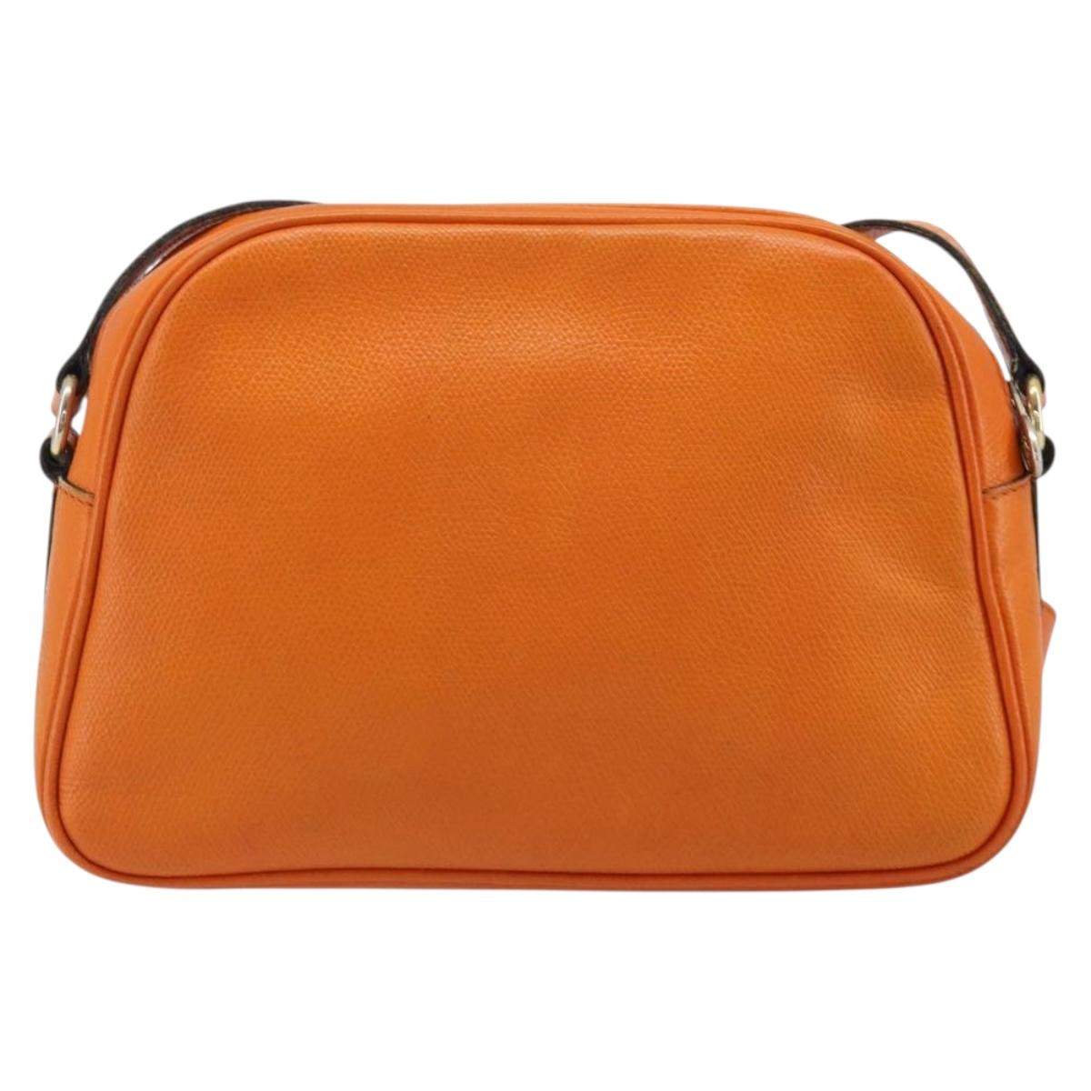 CELINE Shoulder Bag Leather Orange Gold Auth SW2232A