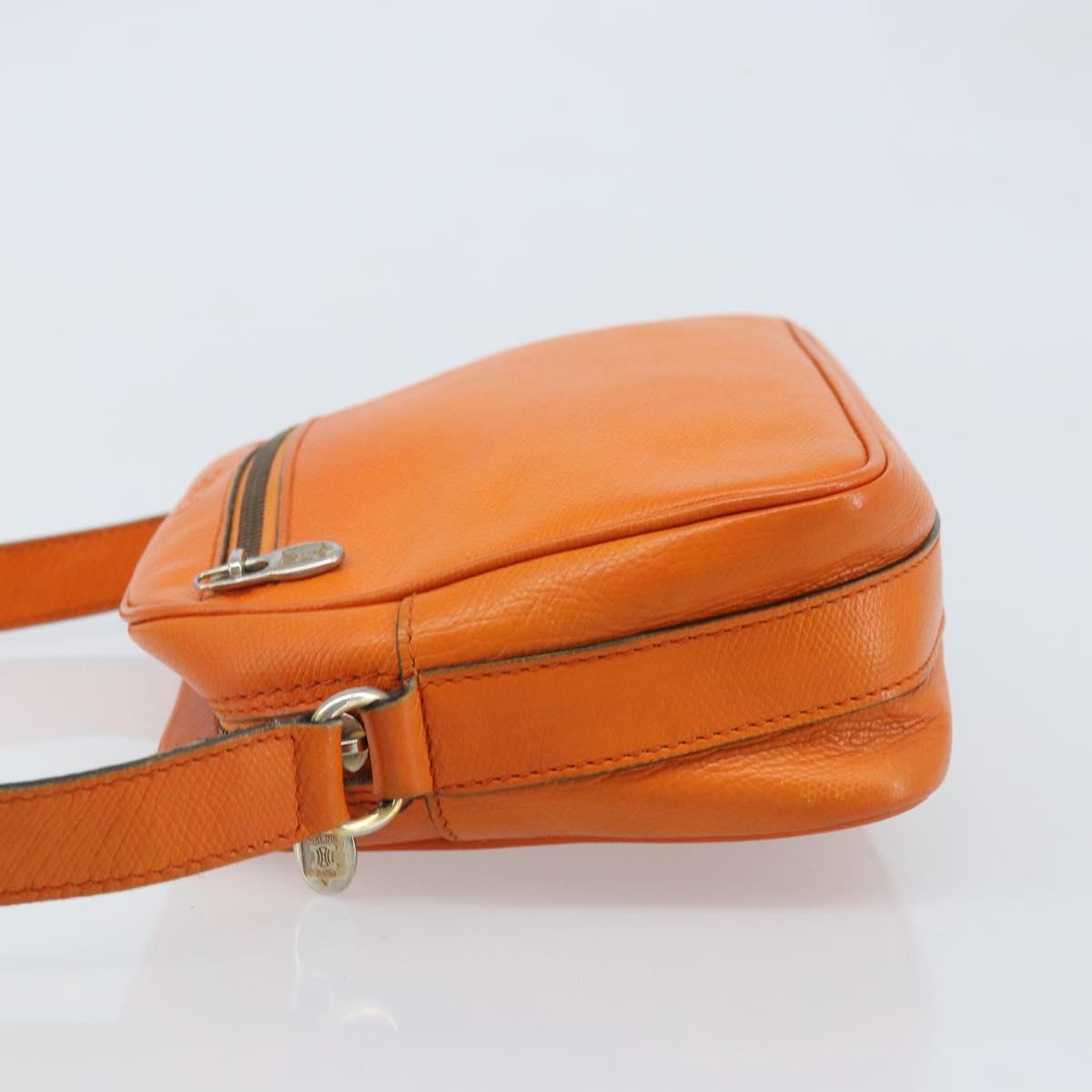 CELINE Shoulder Bag Leather Orange Gold Auth SW2232A