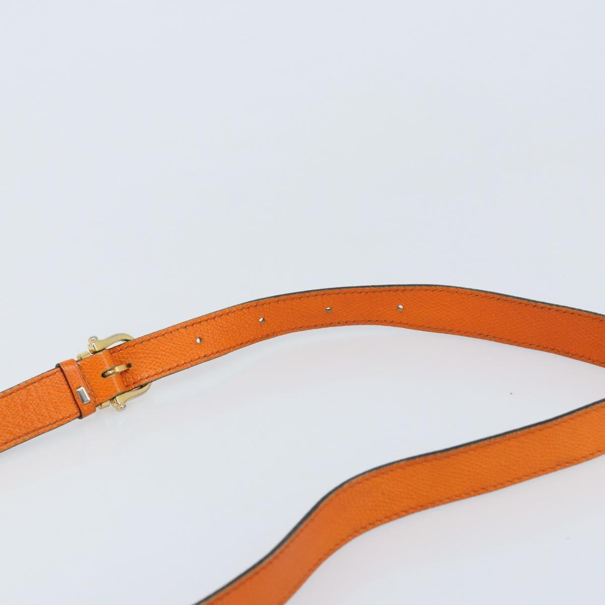 CELINE Shoulder Bag Leather Orange Gold Auth SW2232A