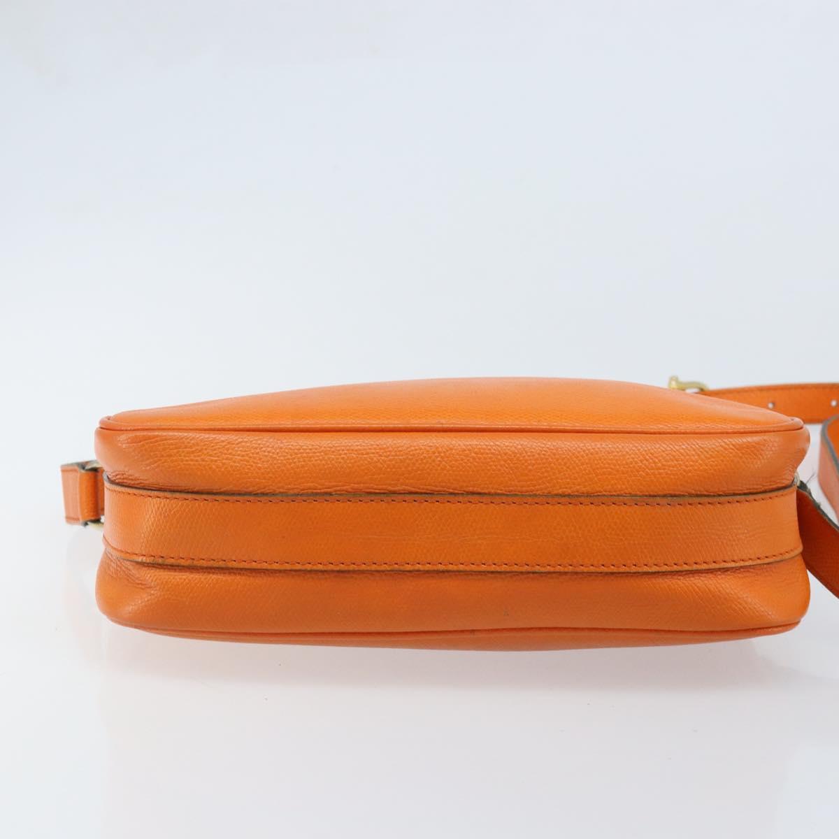 CELINE Shoulder Bag Leather Orange Gold Auth SW2232A
