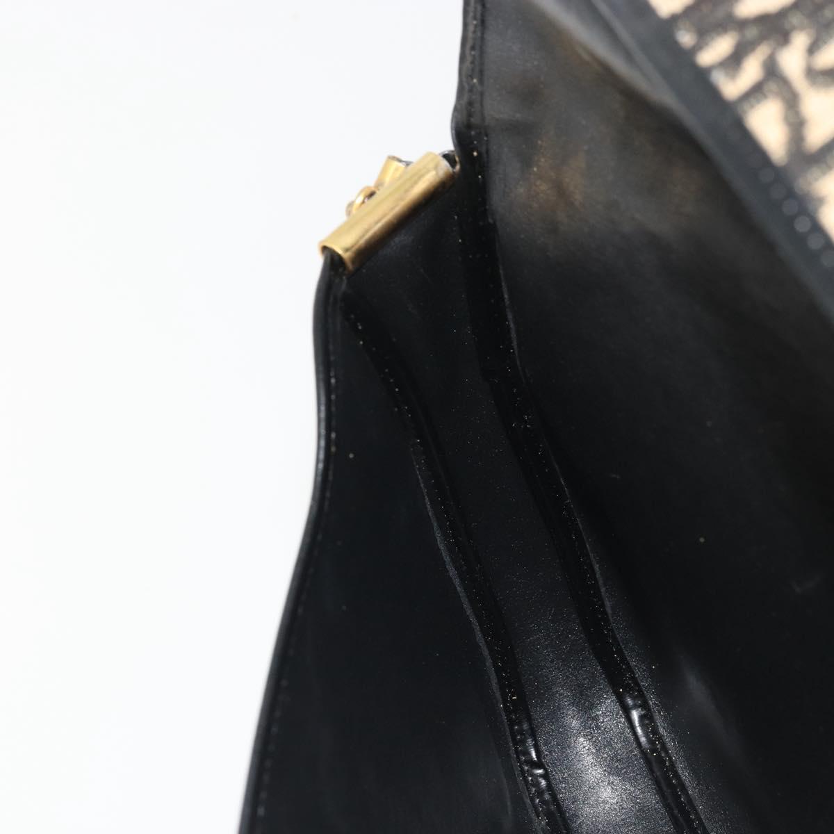Christian Dior Trotter Canvas Shoulder Bag Navy Gold Auth SW2239