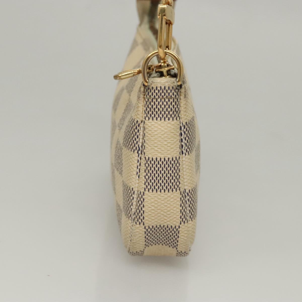 LOUIS VUITTON Damier Azur Mini Pochette Accessoires Pouch N63005 Auth sw224