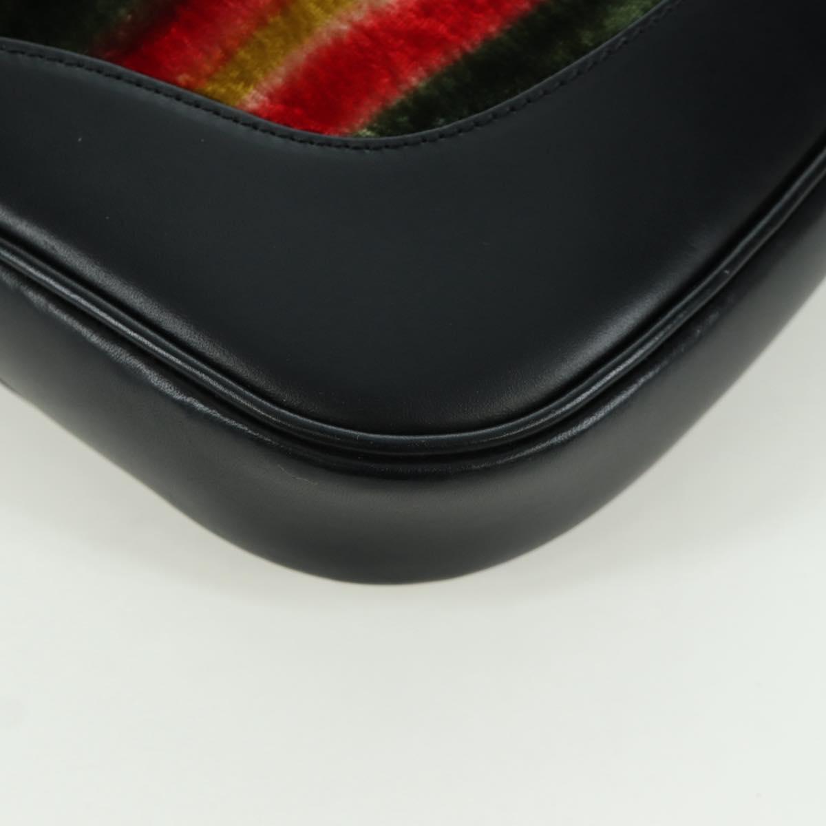 GUCCI Jackie Swirl Print Shoulder Bag Velvet Black Silver 001 3306 Auth SW2243SM