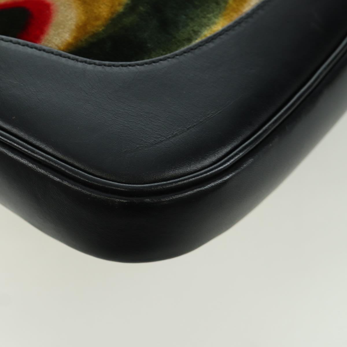 GUCCI Jackie Swirl Print Shoulder Bag Velvet Black Silver 001 3306 Auth SW2243SM