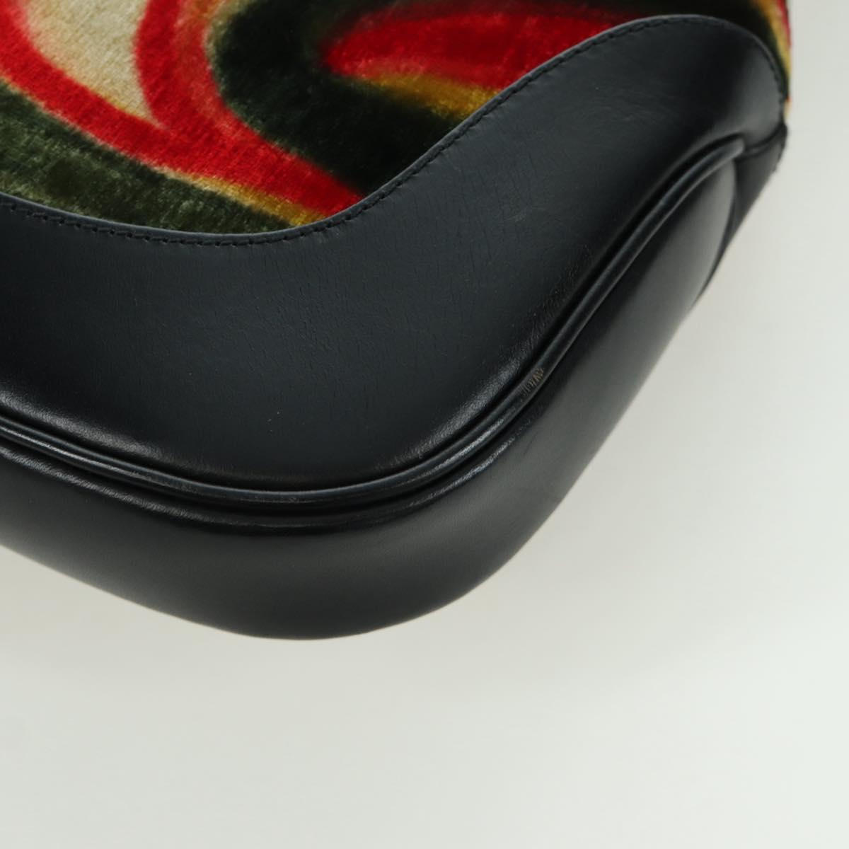 GUCCI Jackie Swirl Print Shoulder Bag Velvet Black Silver 001 3306 Auth SW2243SM