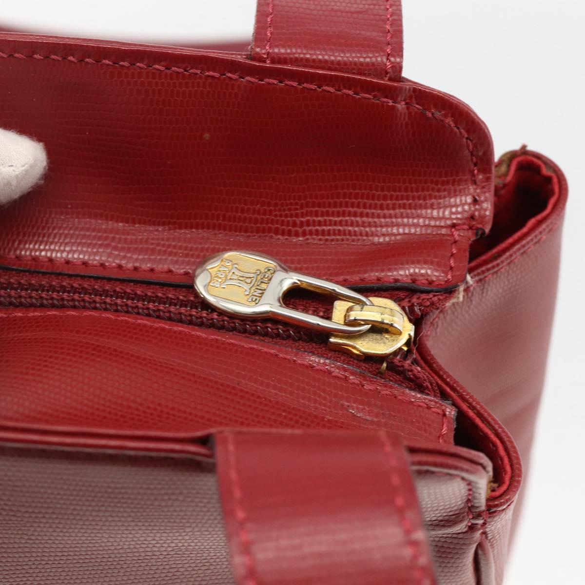 CELINE Circle Tote Bag Leather Gold Bordeaux Auth SW2245A