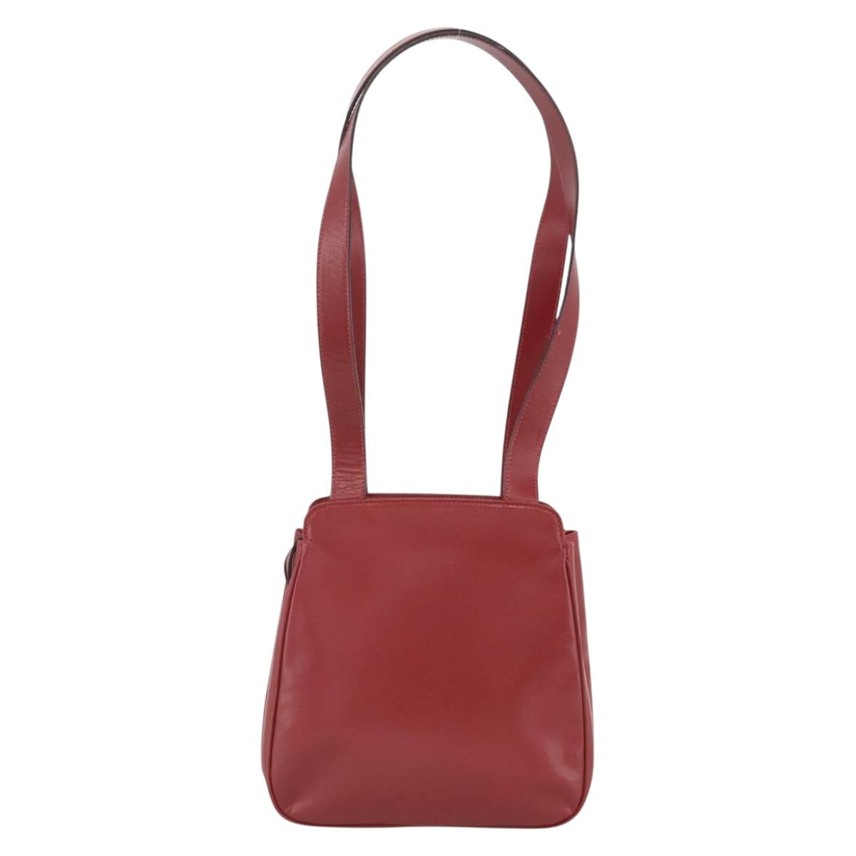 CELINE Circle Tote Bag Leather Gold Bordeaux Auth SW2245A