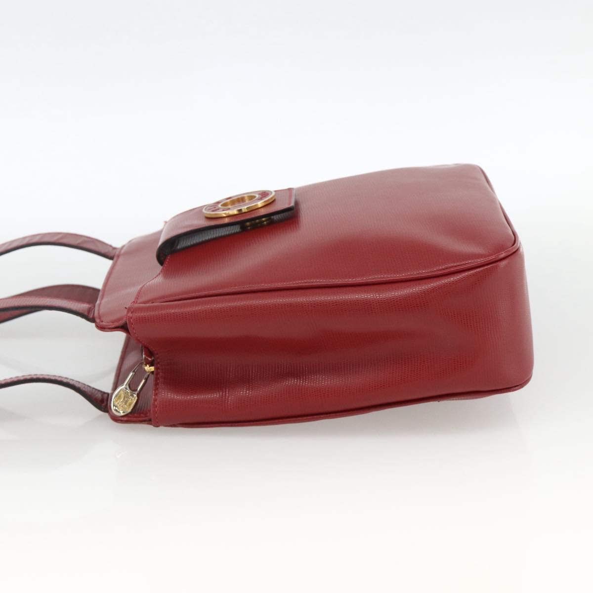 CELINE Circle Tote Bag Leather Gold Bordeaux Auth SW2245A