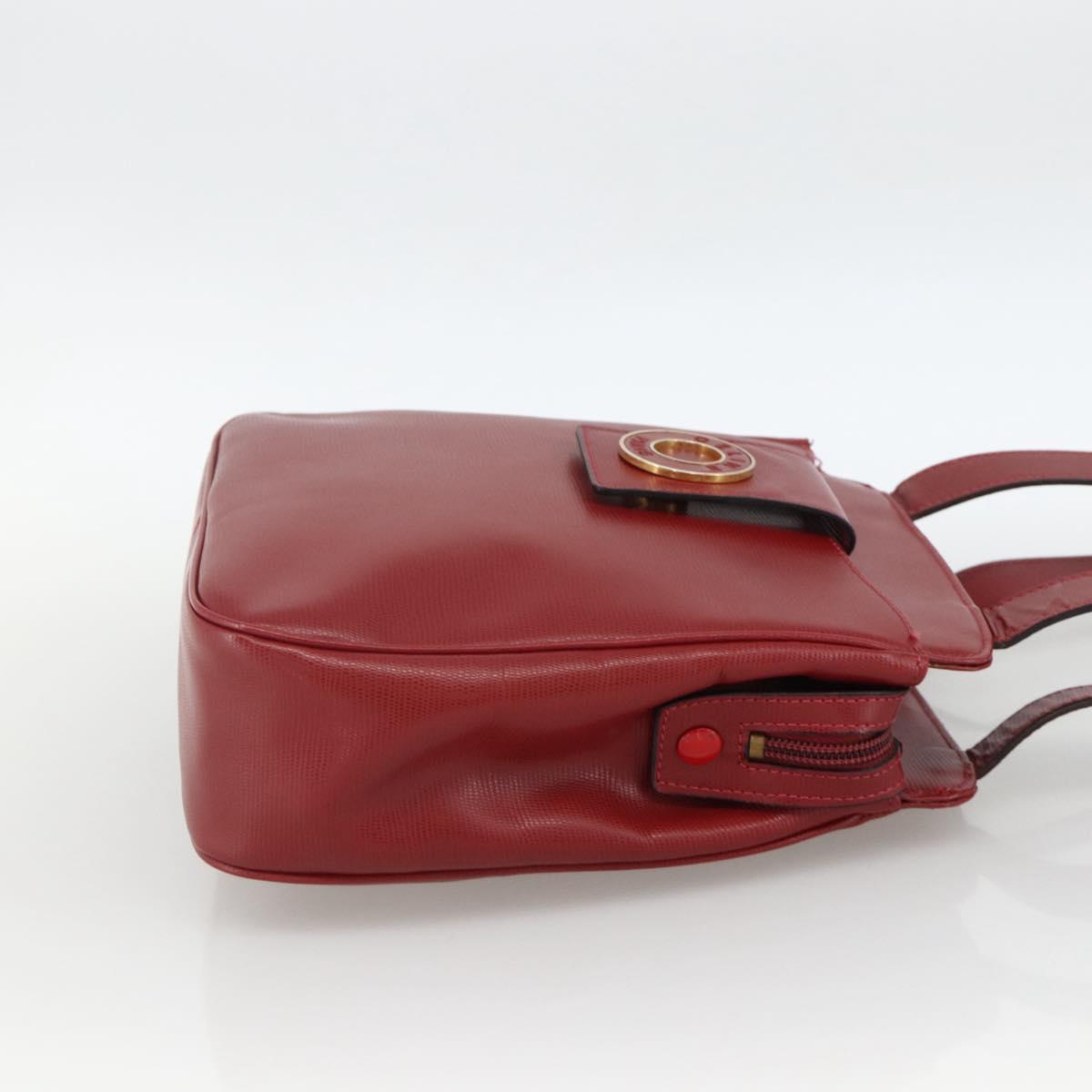 CELINE Circle Tote Bag Leather Gold Bordeaux Auth SW2245A