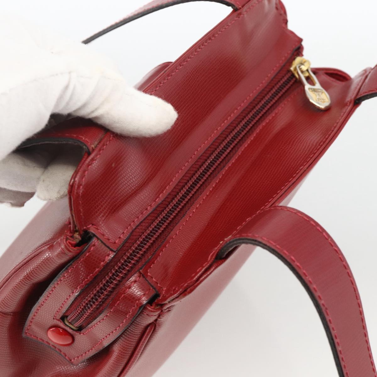 CELINE Circle Tote Bag Leather Gold Bordeaux Auth SW2245A