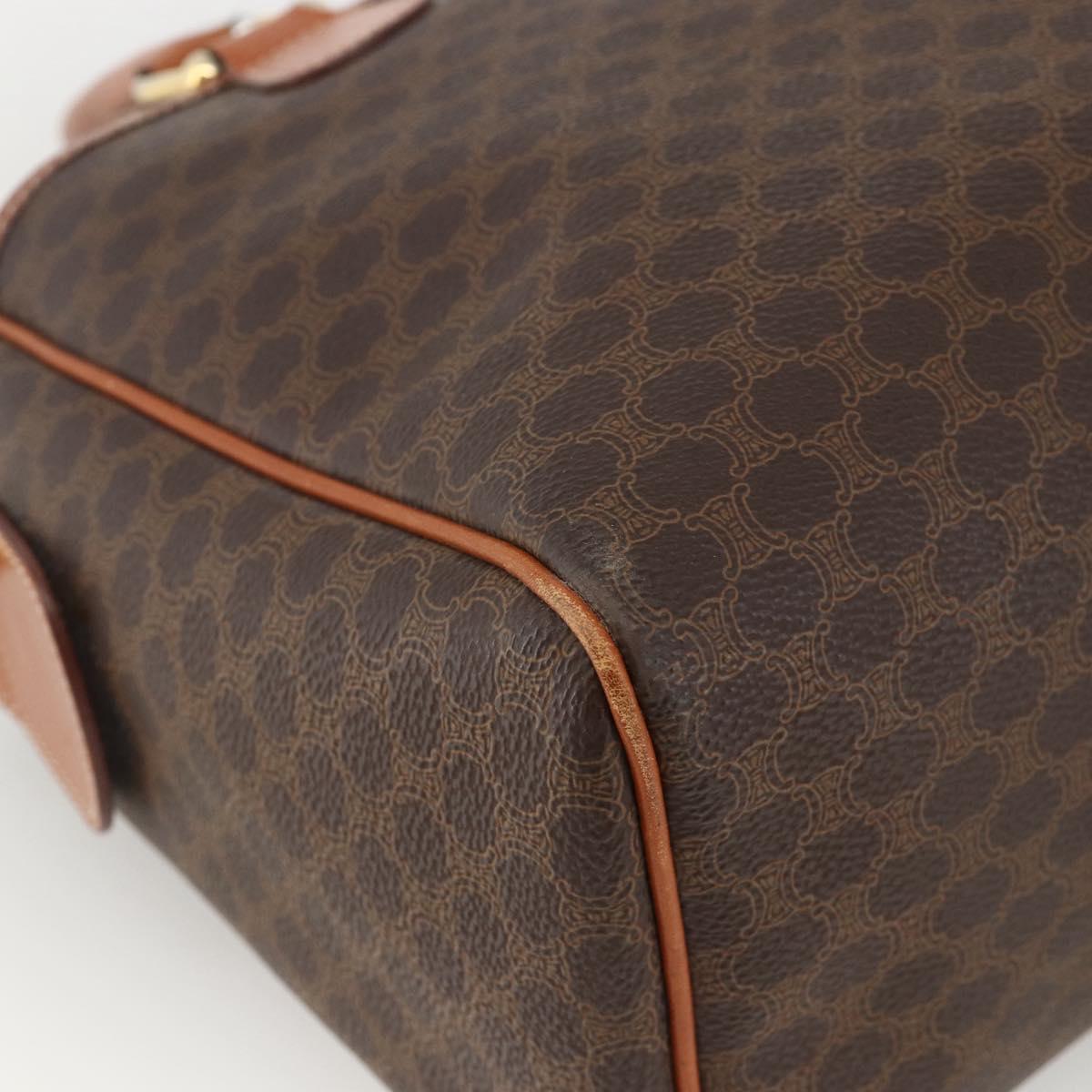 CELINE Macadam Canvas Hand Bag PVC Leather Brown Gold Auth SW2247A