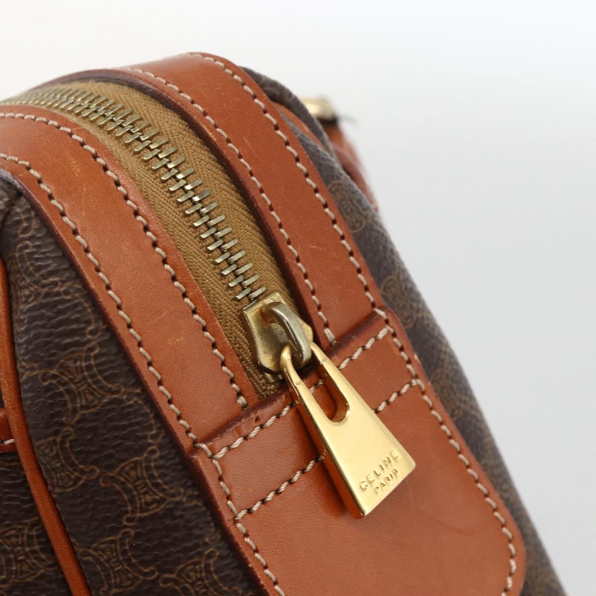 CELINE Macadam Canvas Hand Bag PVC Leather Brown Gold Auth SW2247A