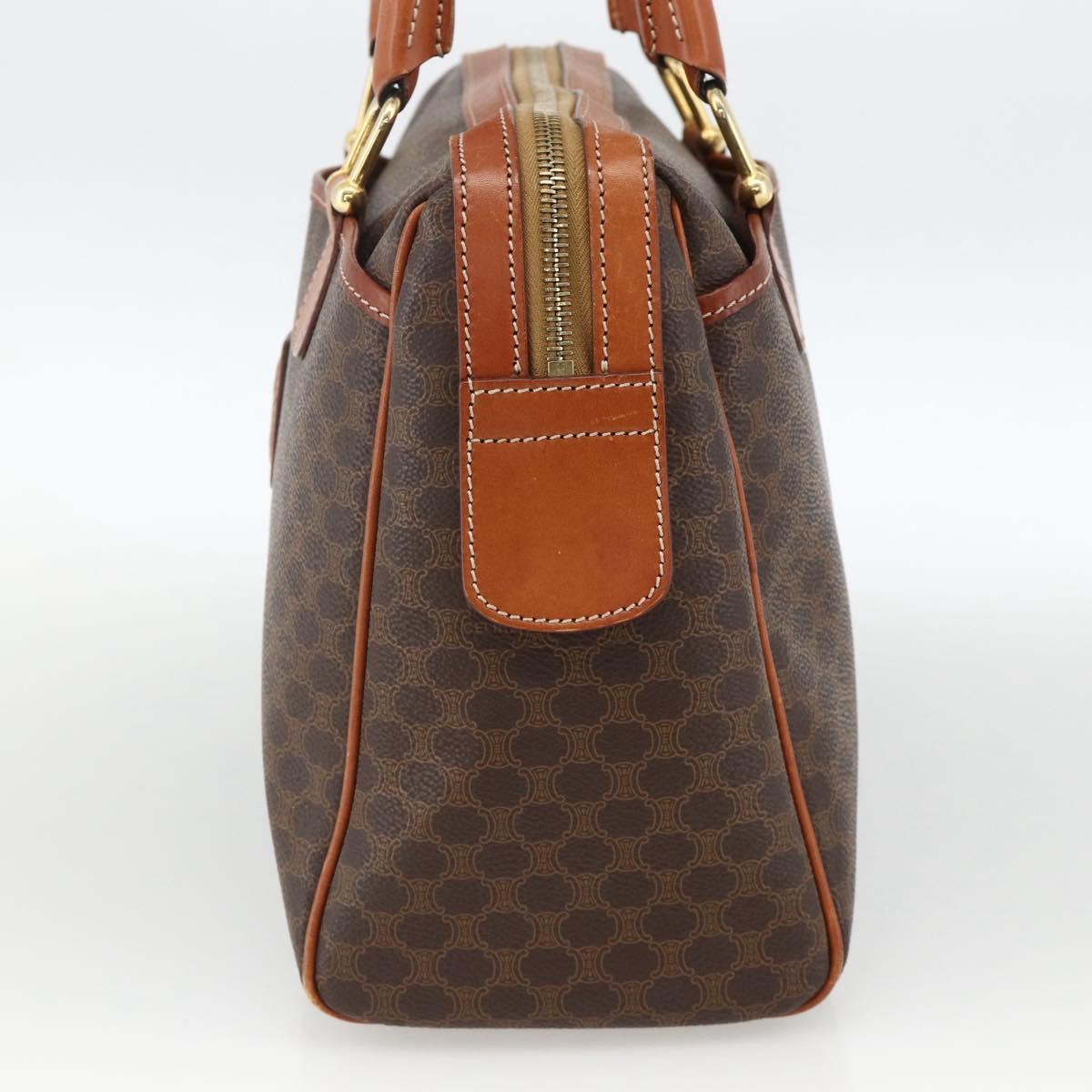 CELINE Macadam Canvas Hand Bag PVC Leather Brown Gold Auth SW2247A