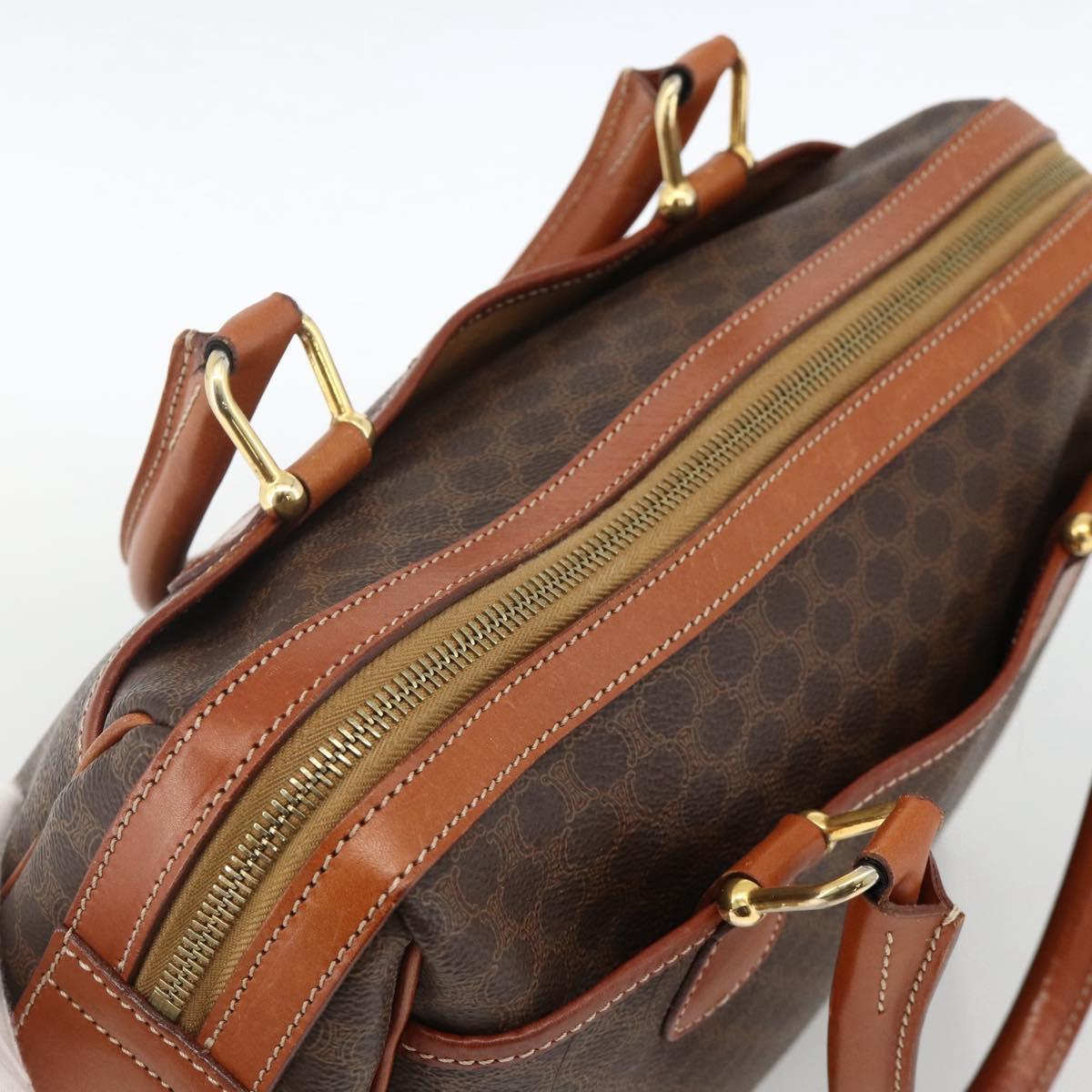 CELINE Macadam Canvas Hand Bag PVC Leather Brown Gold Auth SW2247A
