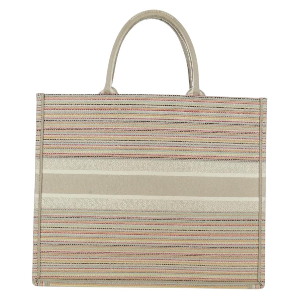Christian Dior Book Tote Tote Bag Canvas Beige Auth SW2253SAM