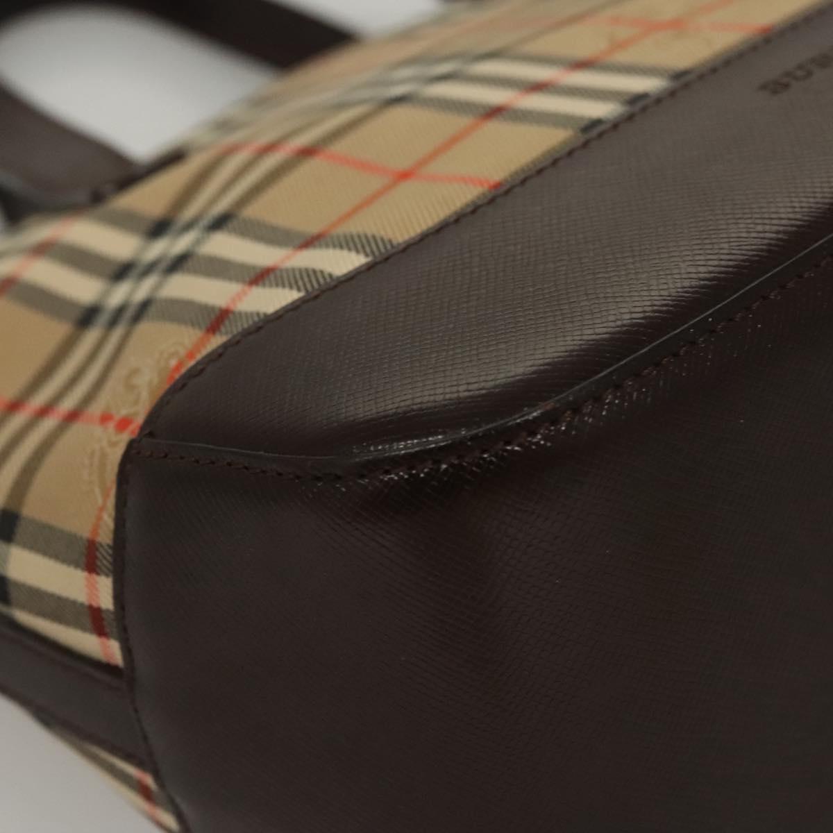 BURBERRY Nova Check Hand Bag Canvas Beige Auth sw226