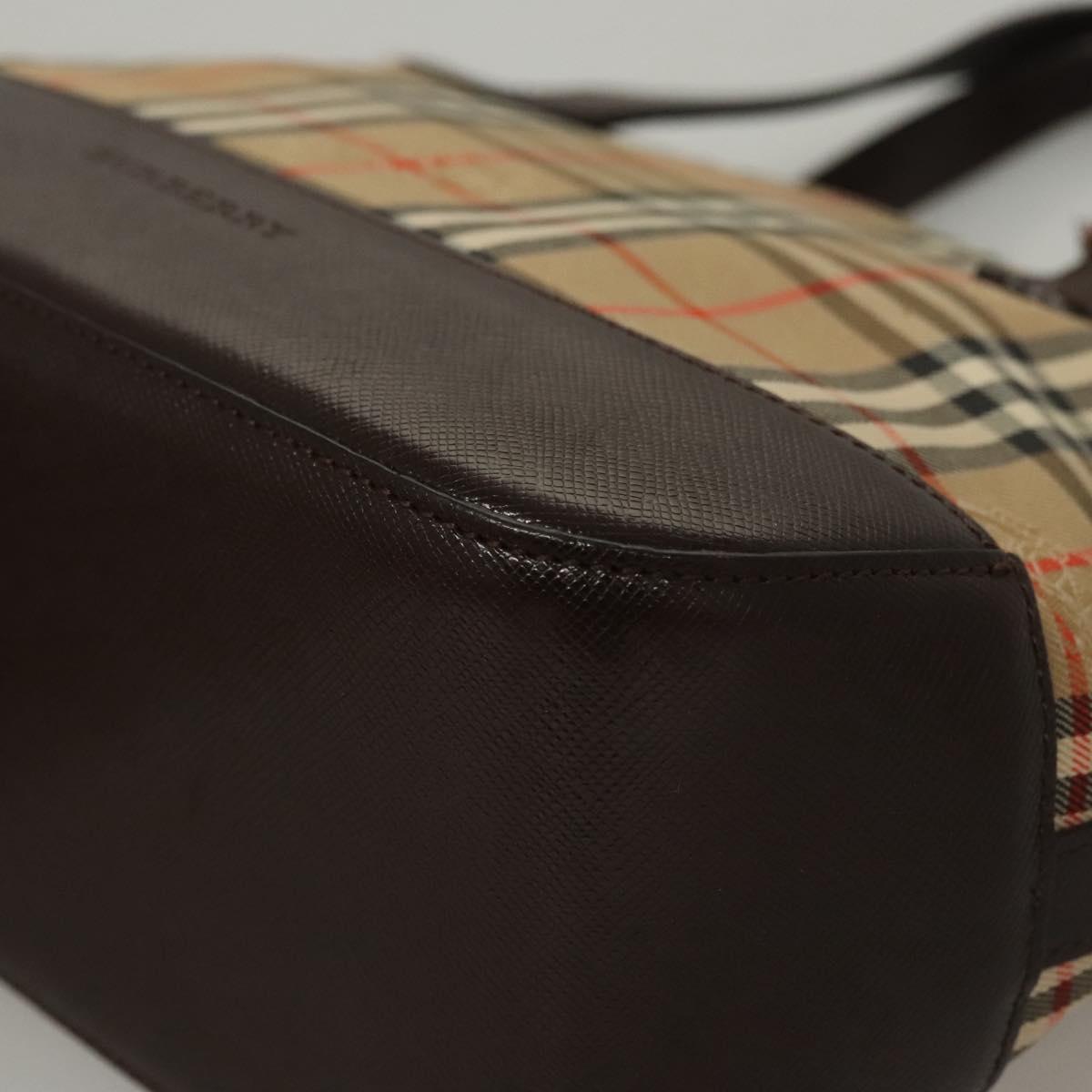 BURBERRY Nova Check Hand Bag Canvas Beige Auth sw226