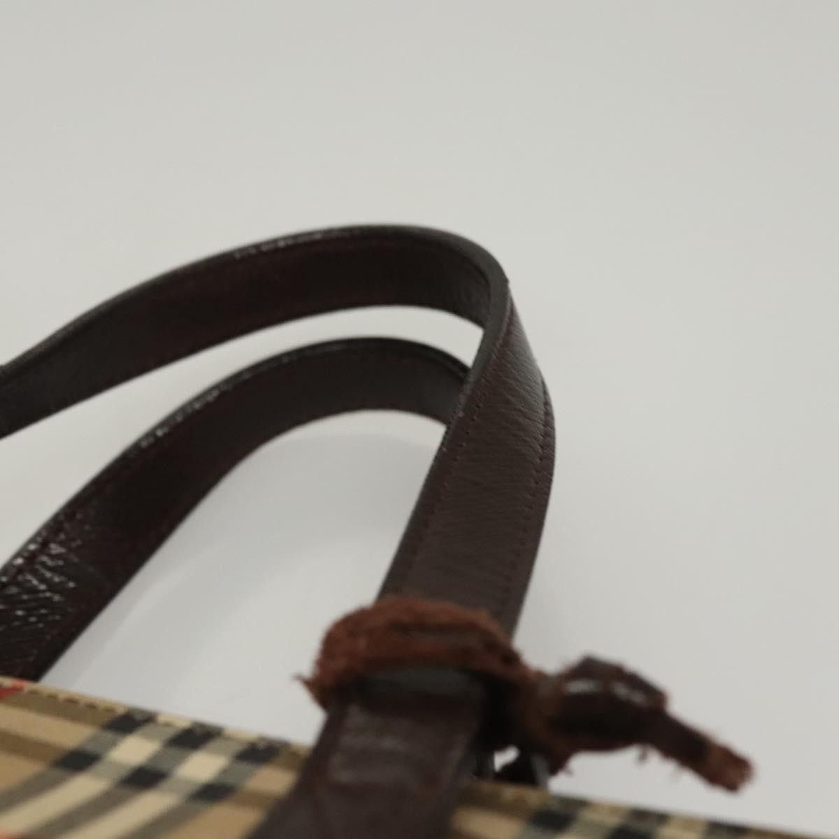 BURBERRY Nova Check Hand Bag Canvas Beige Auth sw226