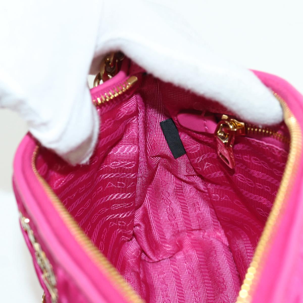 PRADA Chain Shoulder Bag Nylon Pink Gold 1BH152 Auth SW2261SAM