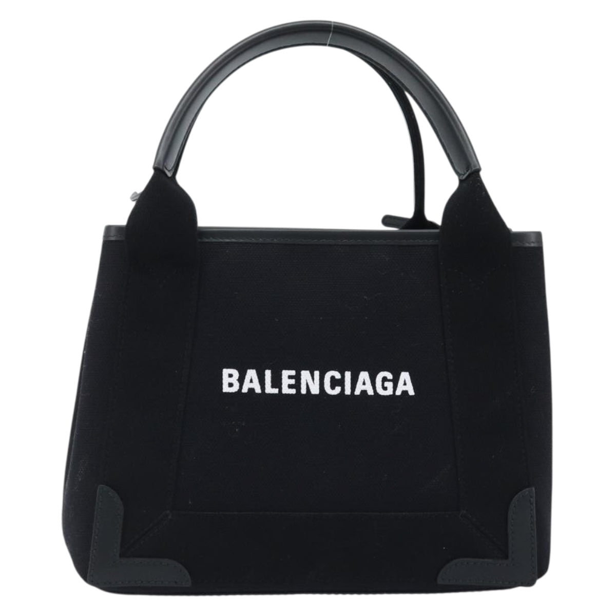 BALENCIAGA Cabas XS Tote Bag Canvas 2way Black Silver 390346 Auth SW2262SAM