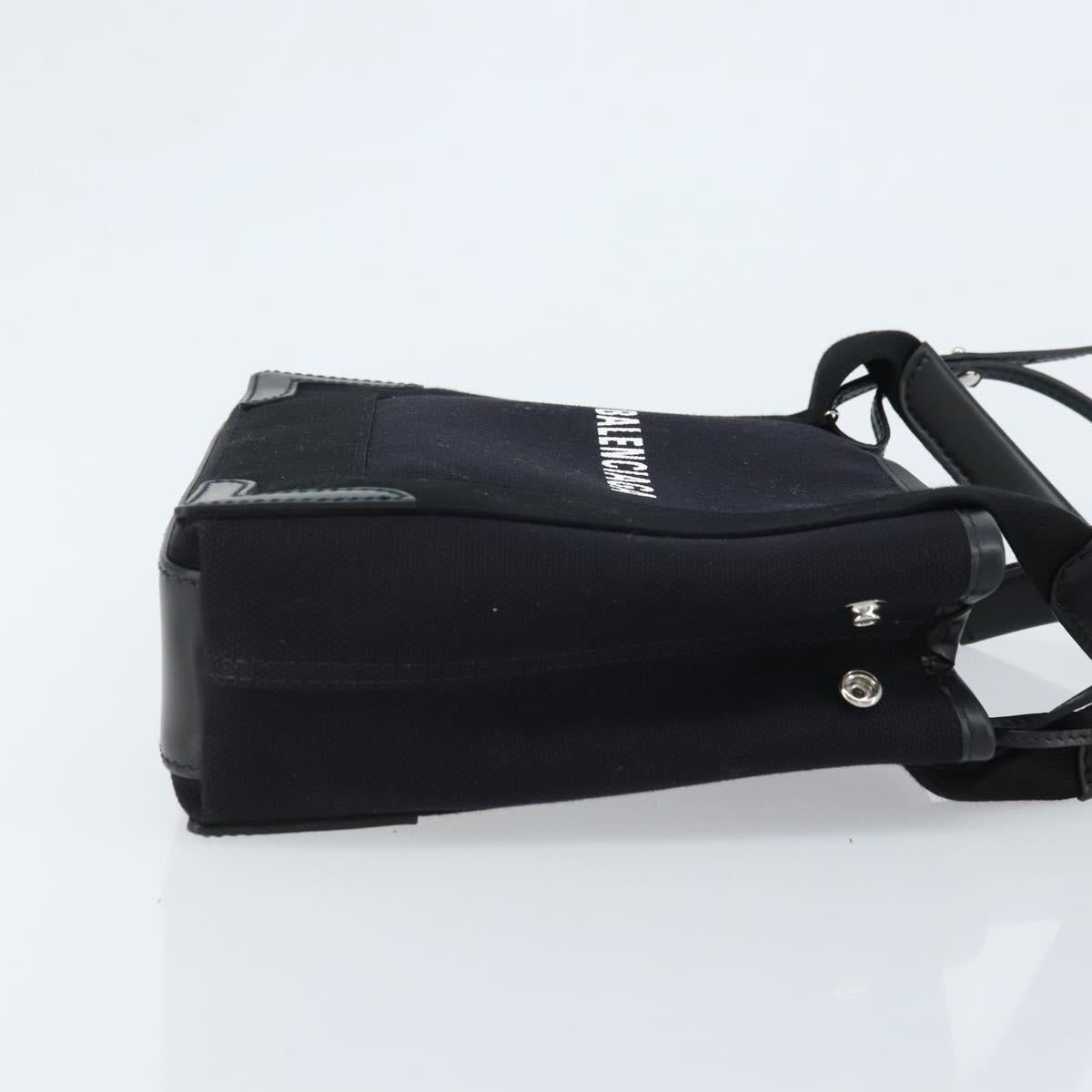BALENCIAGA Cabas XS Tote Bag Canvas 2way Black Silver 390346 Auth SW2262SAM