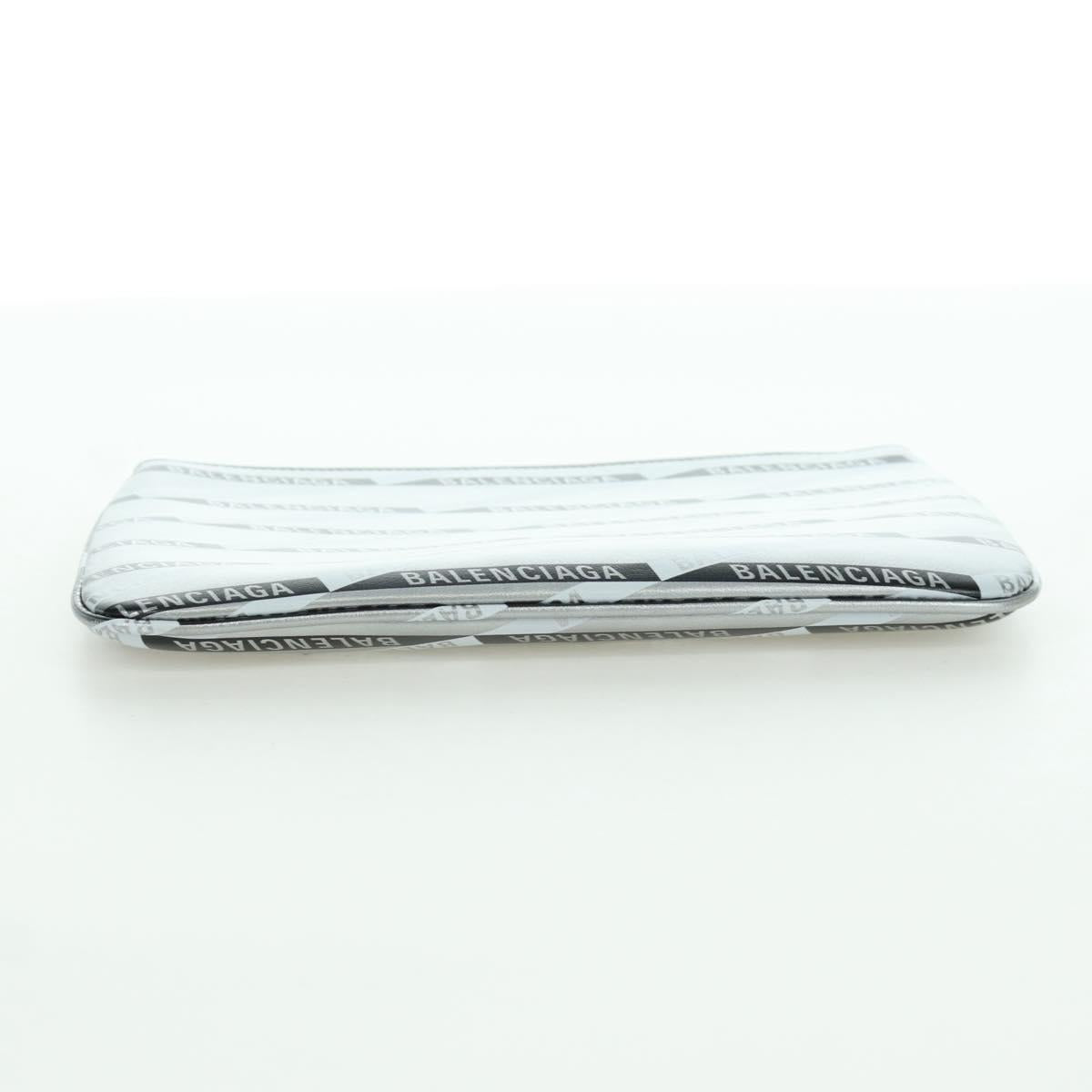 BALENCIAGA Clutch Bag Leather Silver Auth SW2267M