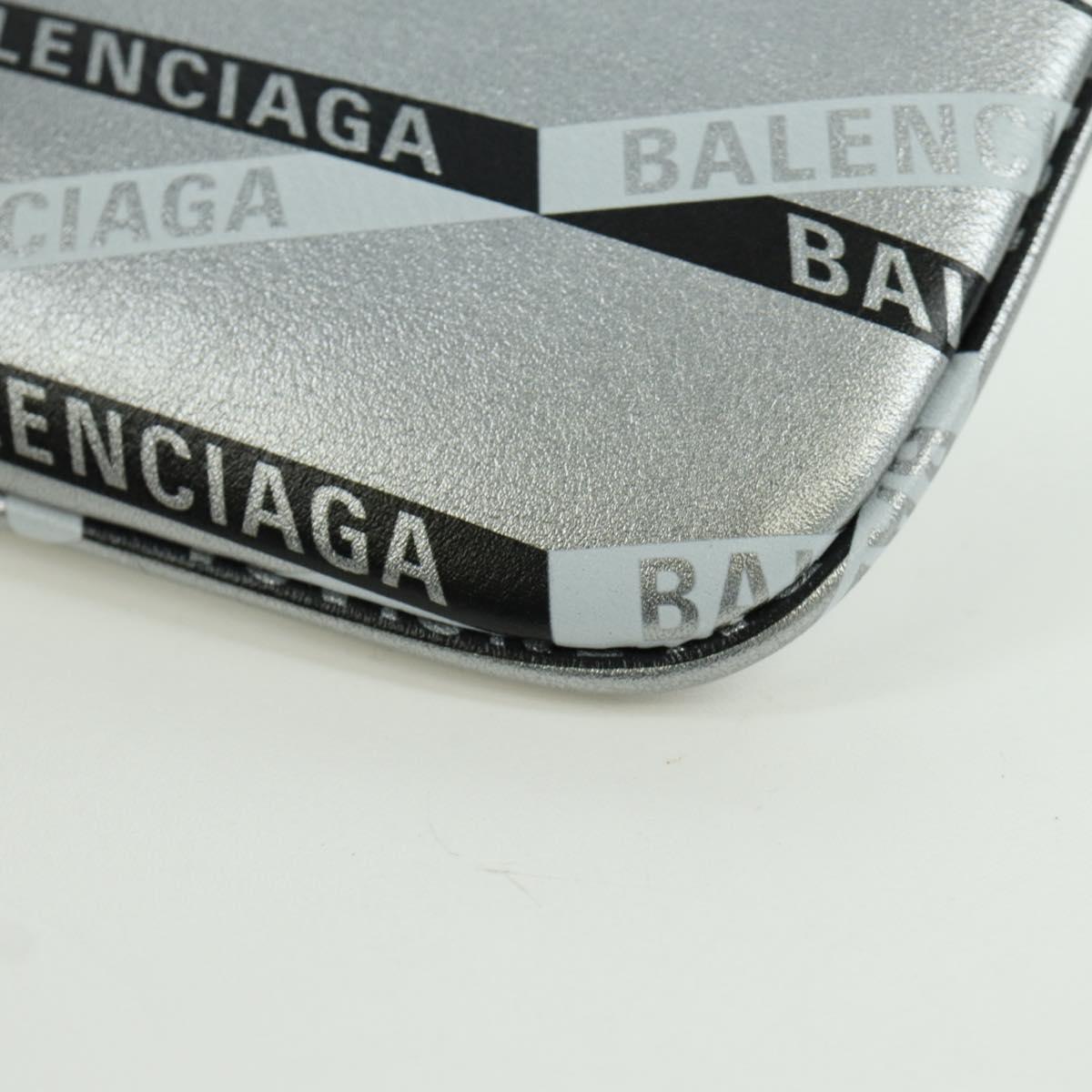 BALENCIAGA Clutch Bag Leather Silver Auth SW2267M