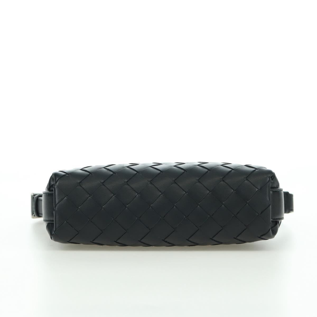 BOTTEGA VENETA INTRECCIATO Traveler Phone Pouch Bag Leather Black Auth SW2269SM