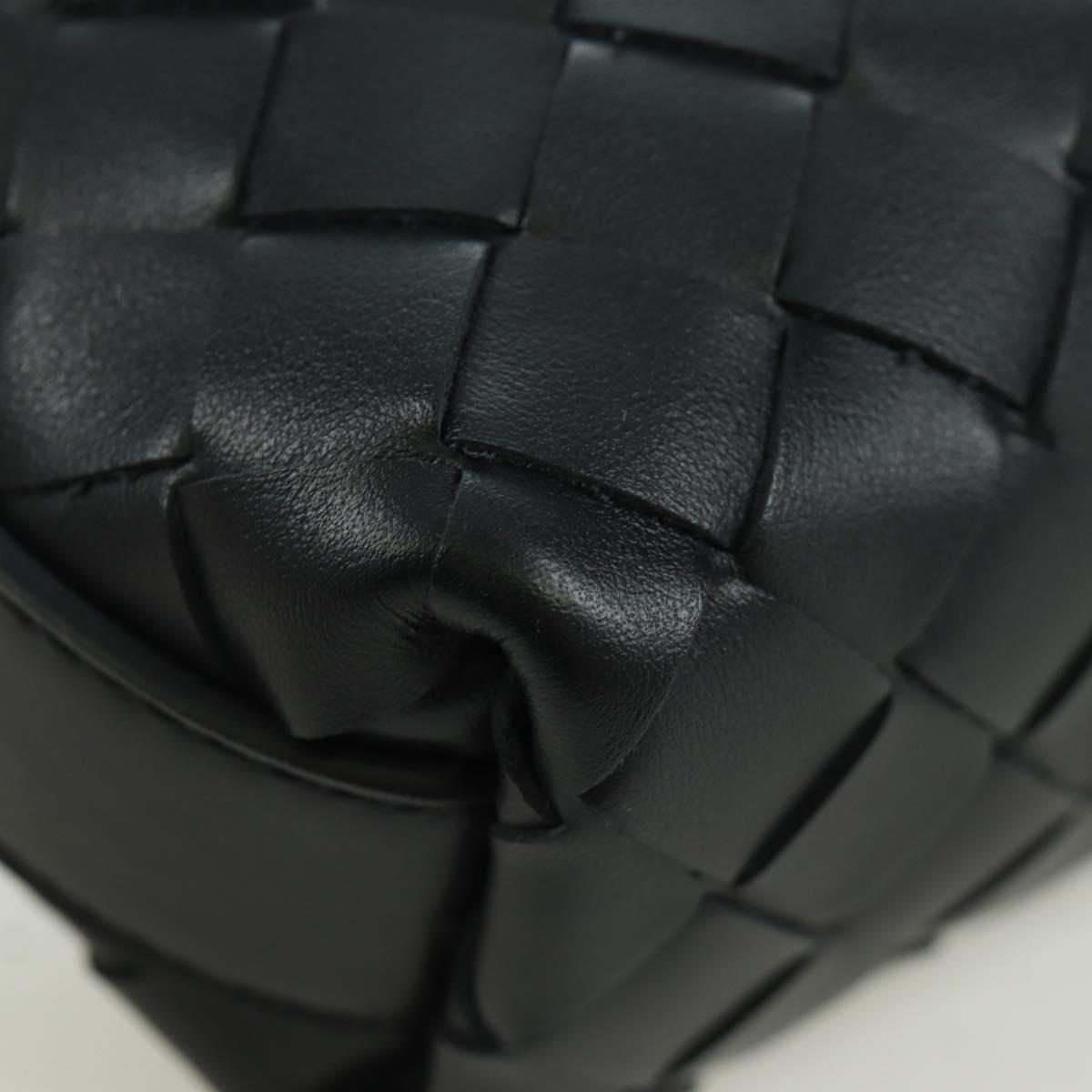 BOTTEGA VENETA INTRECCIATO Traveler Phone Pouch Bag Leather Black Auth SW2269SM