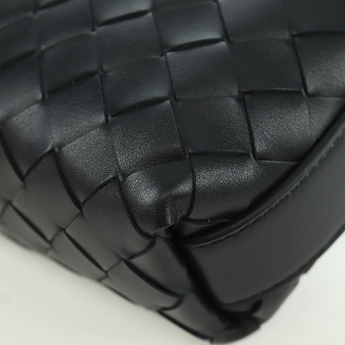 BOTTEGA VENETA INTRECCIATO Traveler Phone Pouch Bag Leather Black Auth SW2269SM
