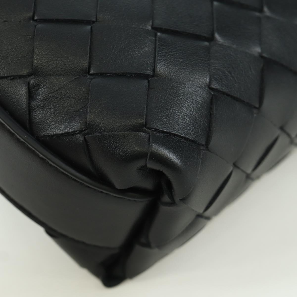 BOTTEGA VENETA INTRECCIATO Traveler Phone Pouch Bag Leather Black Auth SW2269SM