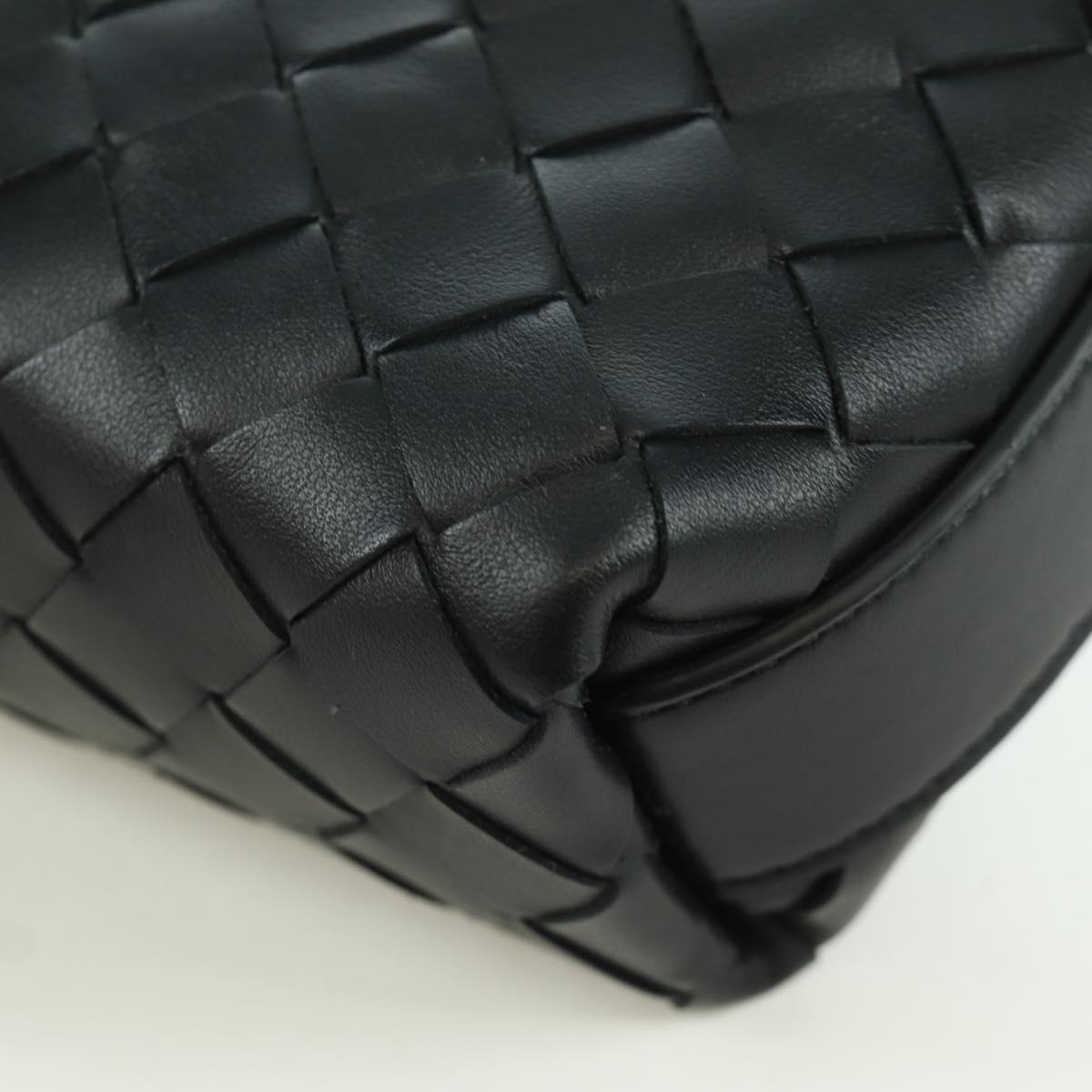 BOTTEGA VENETA INTRECCIATO Traveler Phone Pouch Bag Leather Black Auth SW2269SM