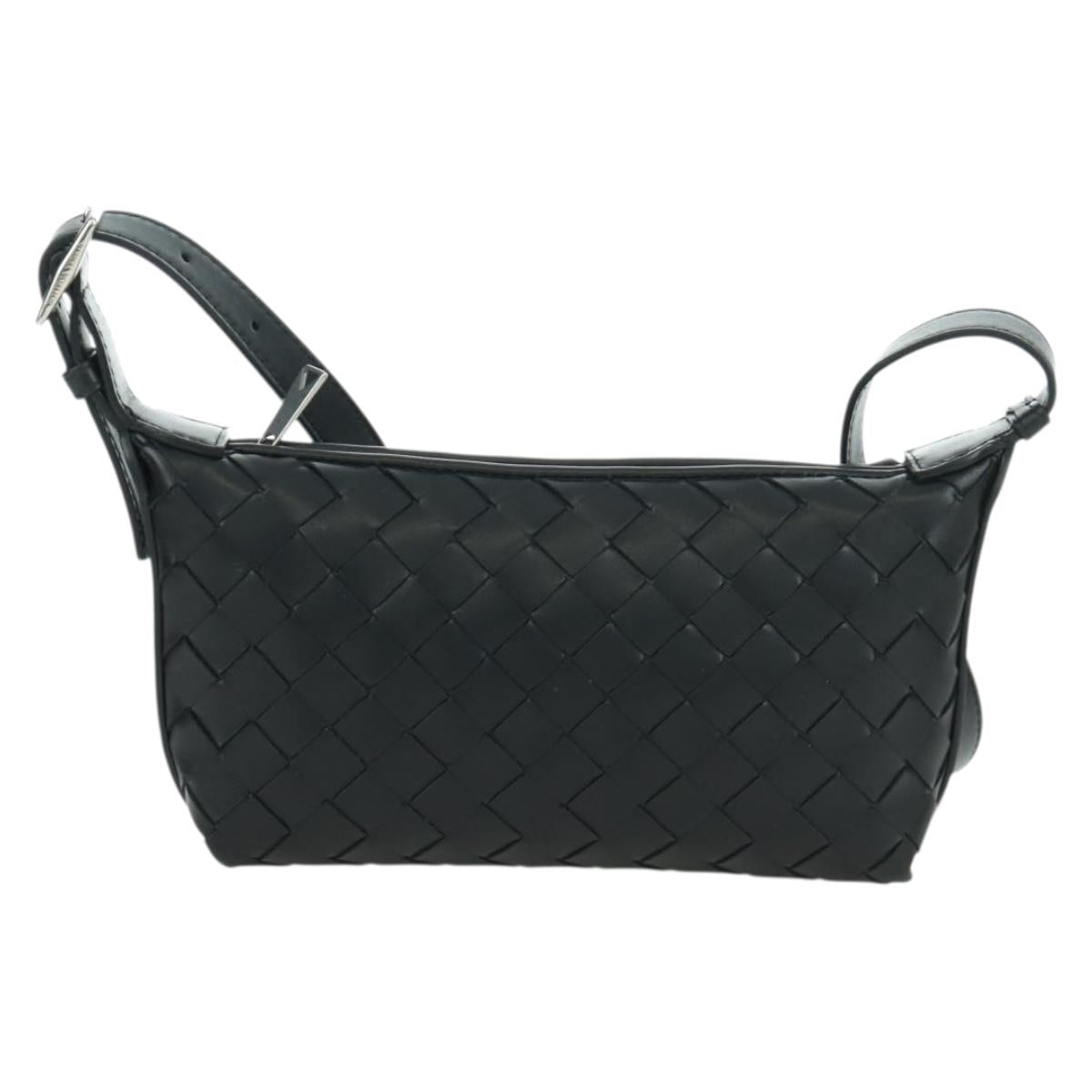 BOTTEGA VENETA INTRECCIATO Traveler Phone Pouch Bag Leather Black Auth SW2269SM