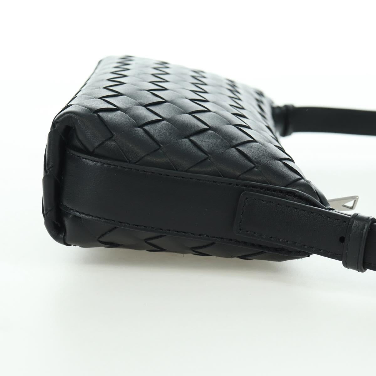 BOTTEGA VENETA INTRECCIATO Traveler Phone Pouch Bag Leather Black Auth SW2269SM