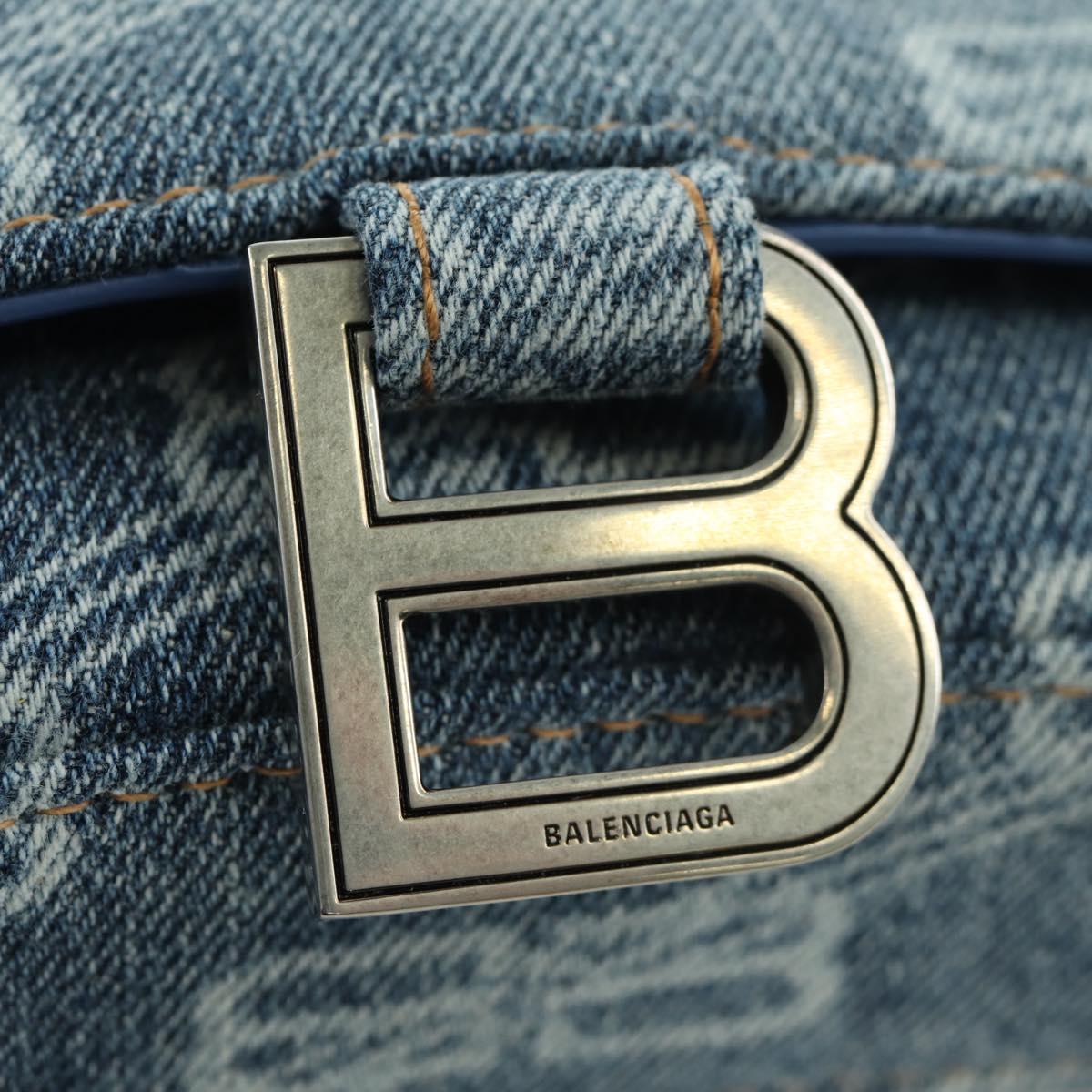 BALENCIAGA Chain Shoulder Bag Denim Blue Silver 656050 Auth SW2270SM