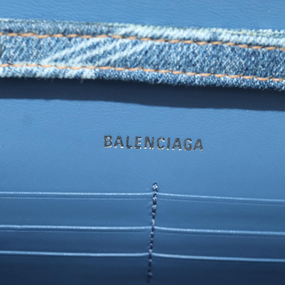 BALENCIAGA Chain Shoulder Bag Denim Blue Silver 656050 Auth SW2270SM