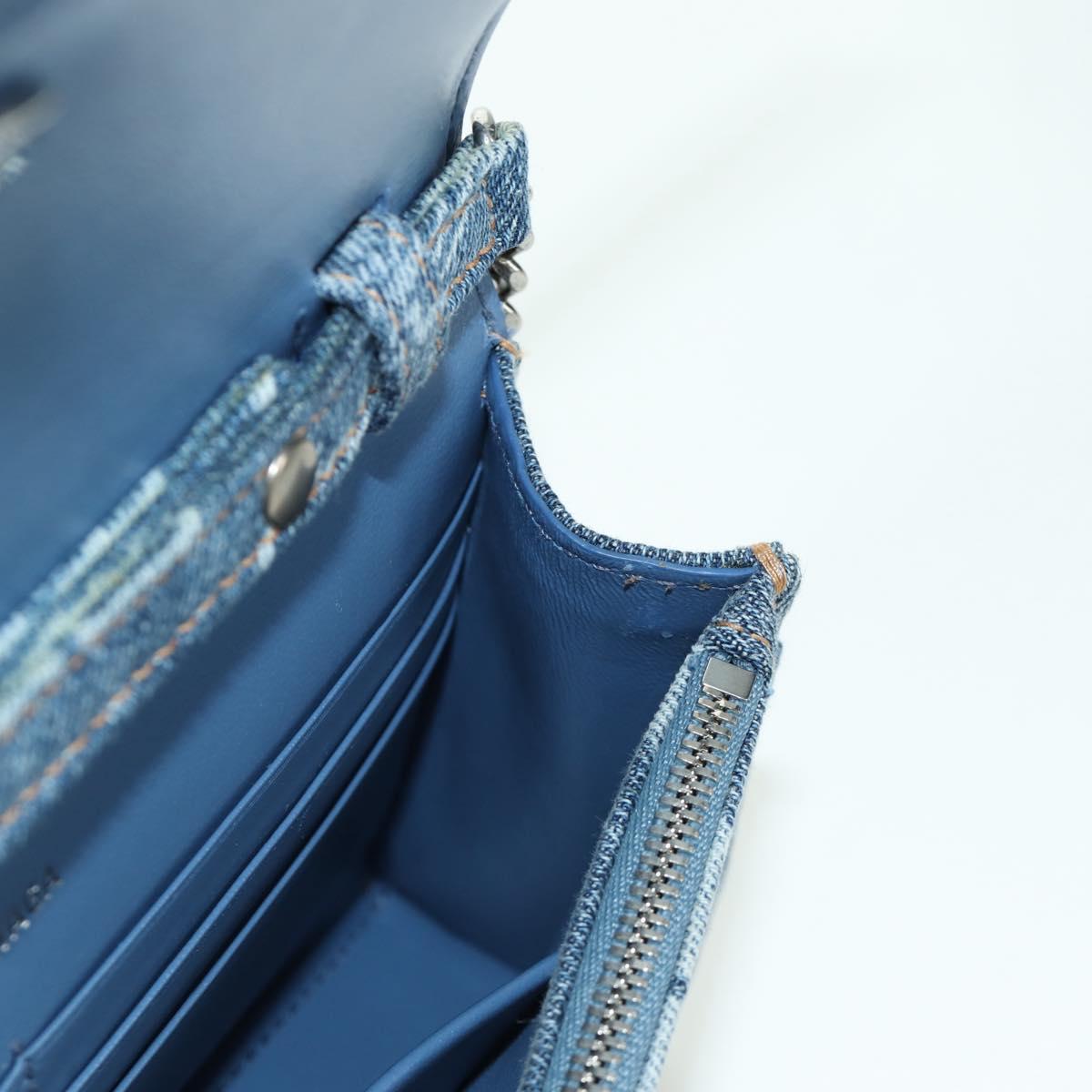 BALENCIAGA Chain Shoulder Bag Denim Blue Silver 656050 Auth SW2270SM