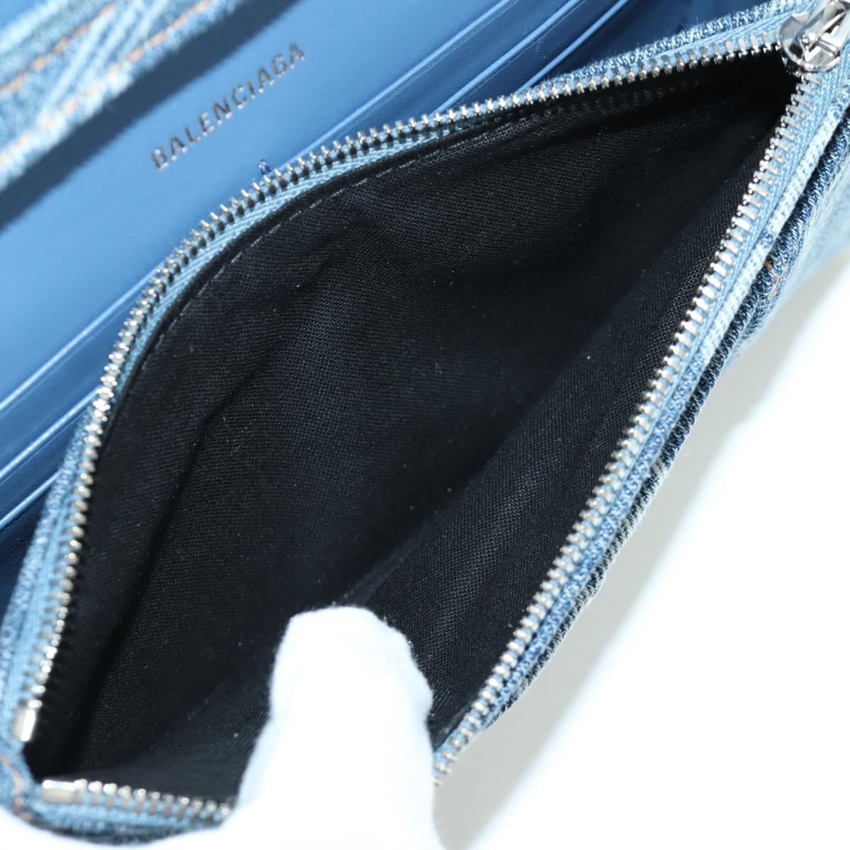 BALENCIAGA Chain Shoulder Bag Denim Blue Silver 656050 Auth SW2270SM