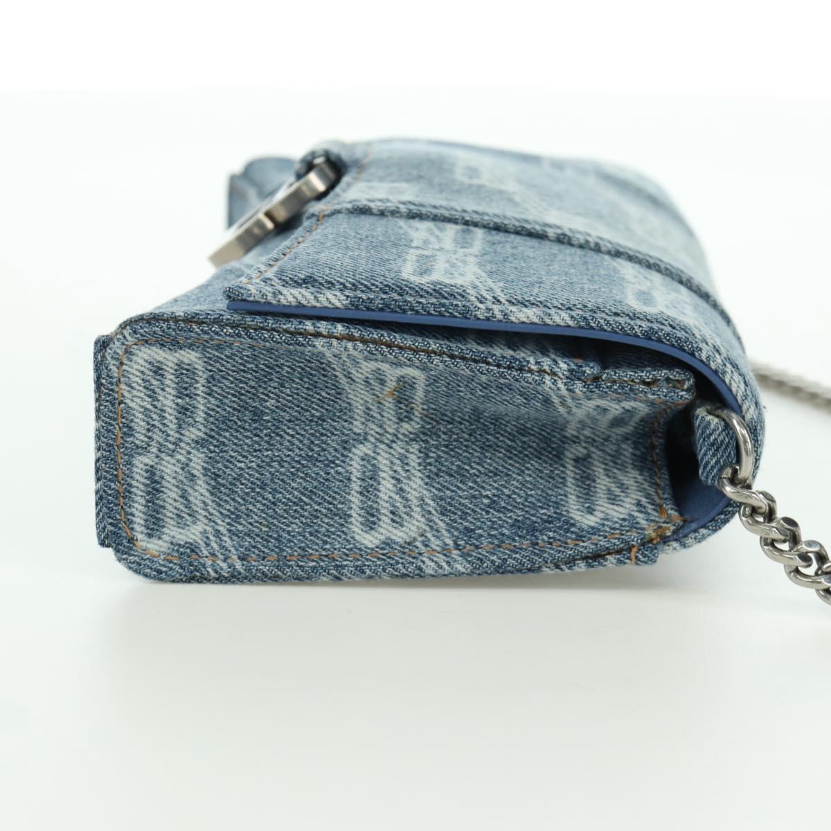 BALENCIAGA Chain Shoulder Bag Denim Blue Silver 656050 Auth SW2270SM