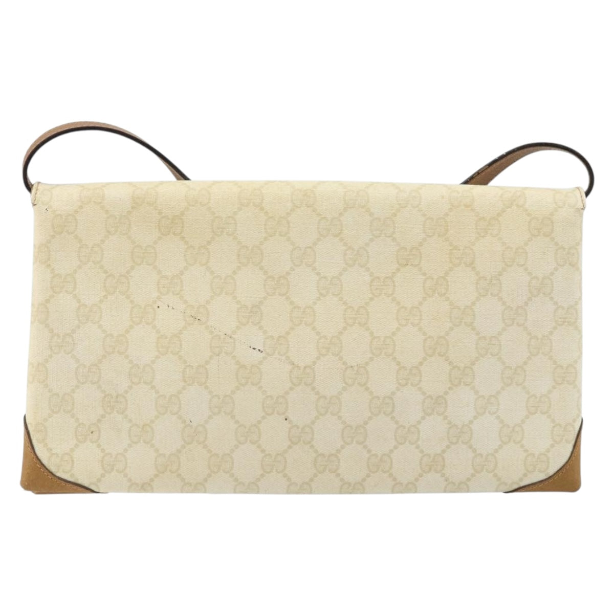 GUCCI GG Supreme Shoulder Bag PVC Ivory Gold 56 02 504 Auth SW2273