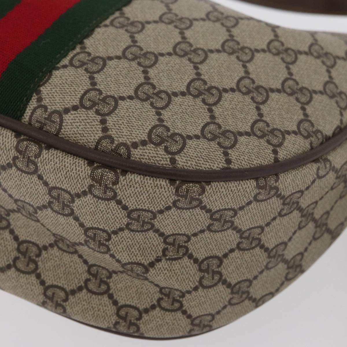 GUCCI GG Supreme Web Sherry Line Bag PVC Beige Gold 10 01 3840 Auth SW2275
